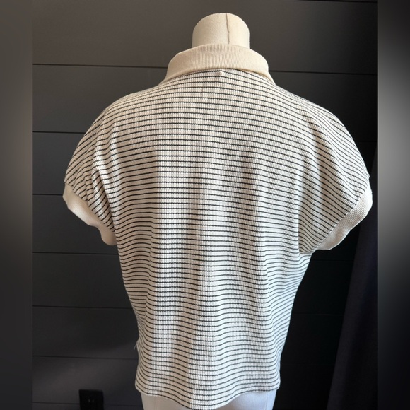 Atelier by Kirious Two Button Collared Cream and Black Striped Shirt Size M - Picture 3 of 6